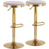 Dakota Adjustable Bar Stool in Silver Velvet & Gold Steel (Set of 2)